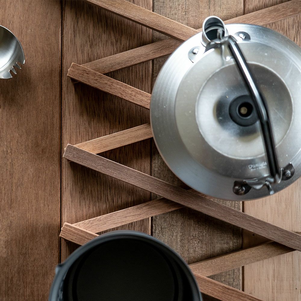 鍋敷きオリジナルアップサイクル木製おしゃれFlexPotStandポットスタンド敷物伸縮なべしきコースターアウトドア可変サステナブル