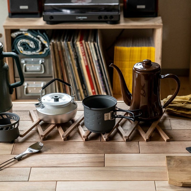 鍋敷きオリジナルアップサイクル木製おしゃれFlexPotStandポットスタンド敷物伸縮なべしきコースターアウトドア可変サステナブル