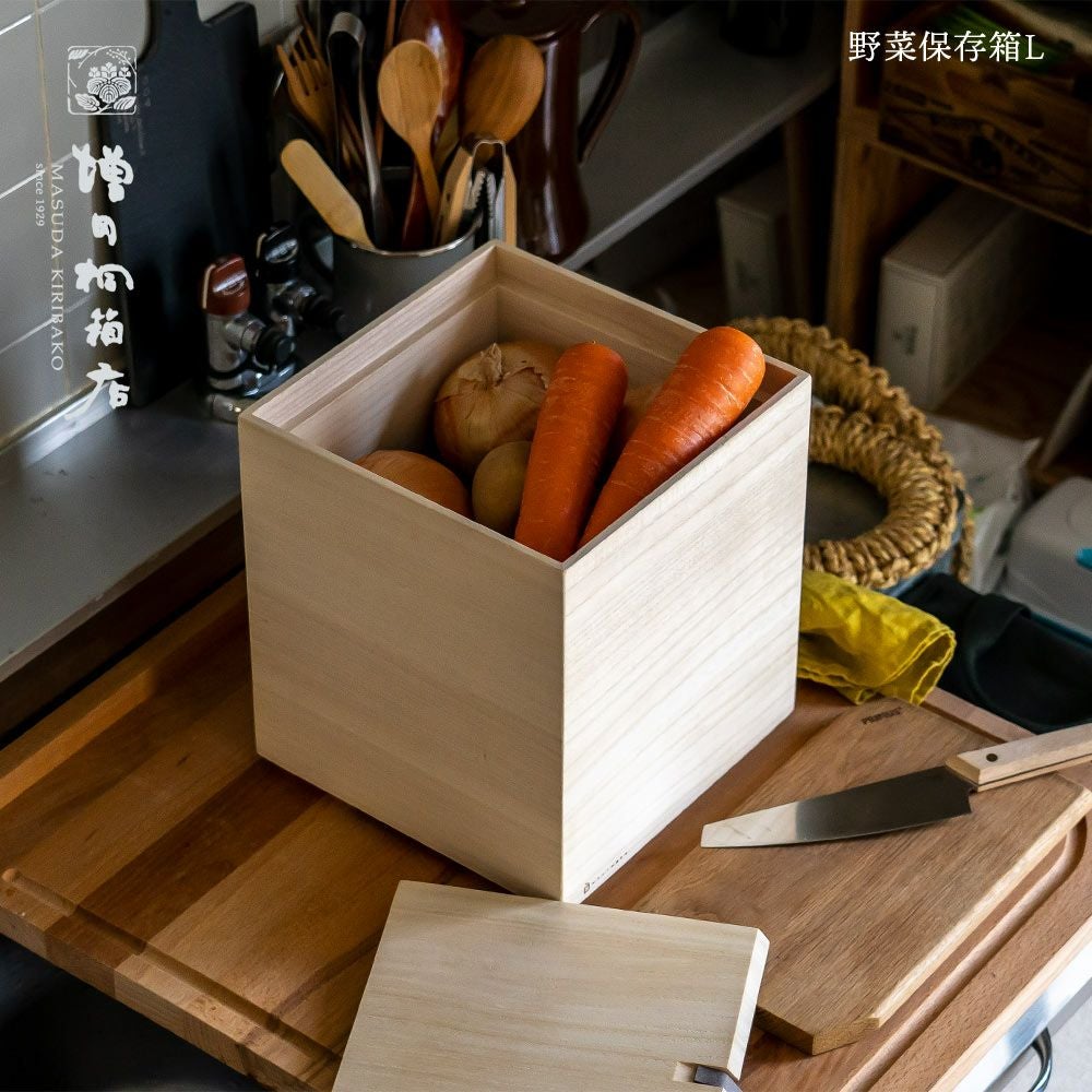 増田桐箱店の米びつと野菜保存箱 増田桐箱店｜桐の野菜保存箱 L