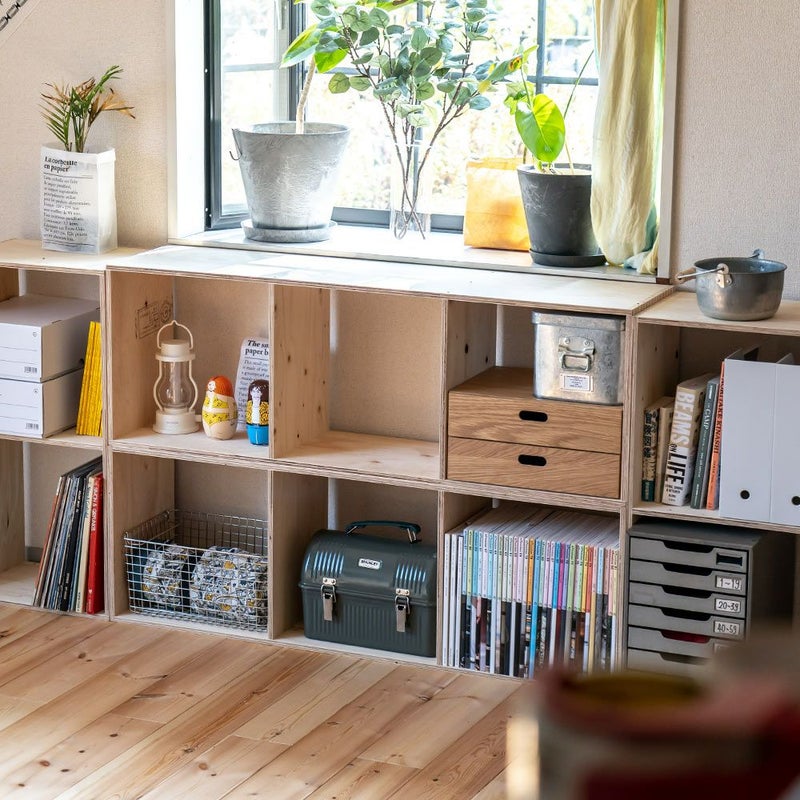 オープンシェルフ1スタッキング収納本棚木箱ルータースタッキングシェルフあられ組みスタッキングシェルフ日本製ひのき合板