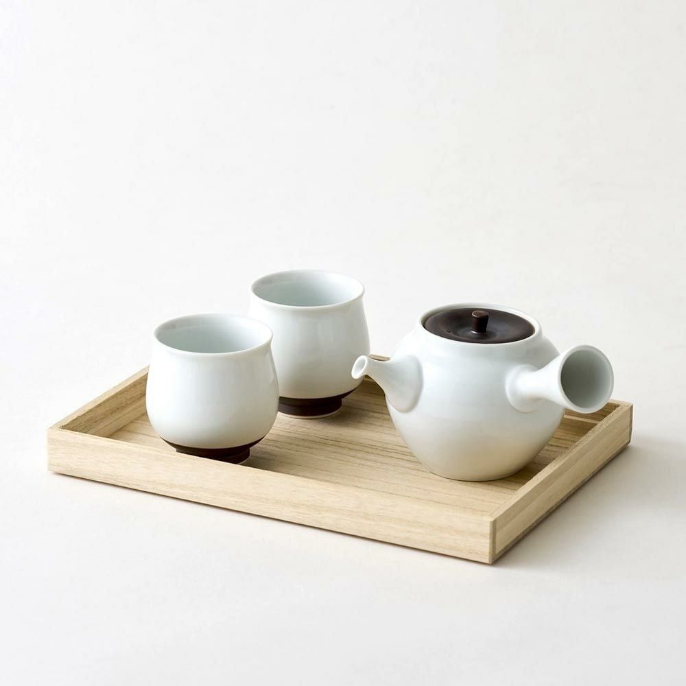 WDH茶器セット急須湯呑2個入り桐箱入り錆釉日本製贈答工芸