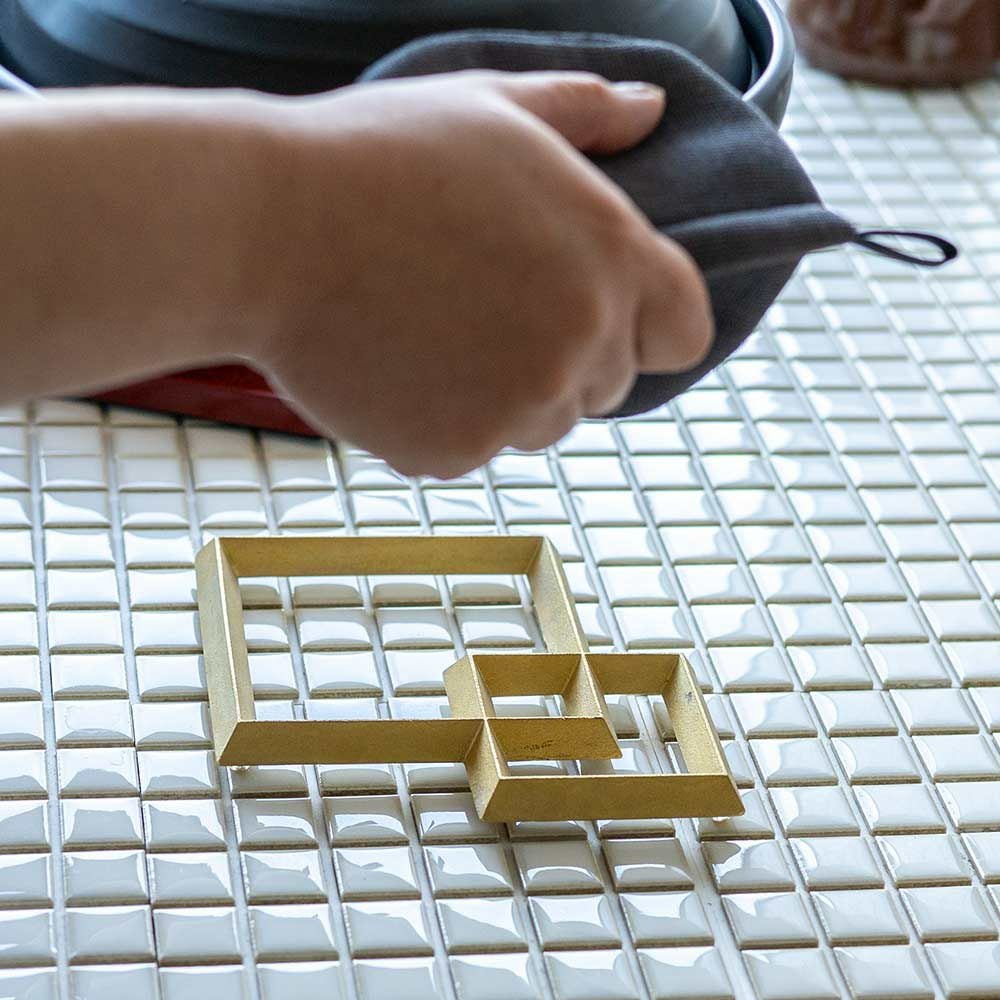 炭谷三郎商店鍋敷Trivetスクエア&サークル真鍮日本製