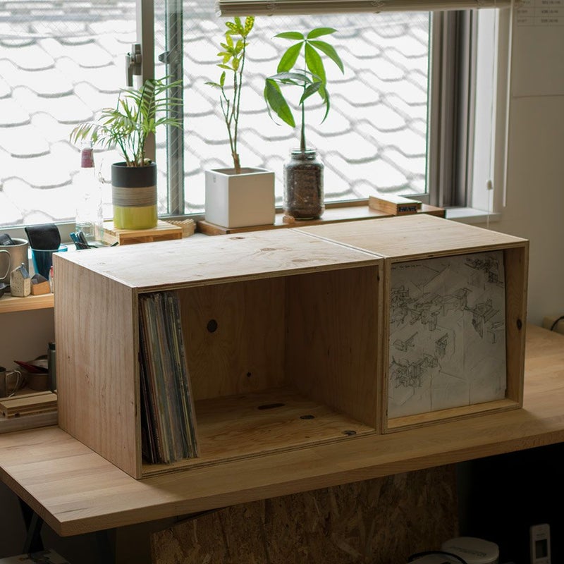 レコードボックス70枚レコードラックキューブボックスBOX木箱送料無料