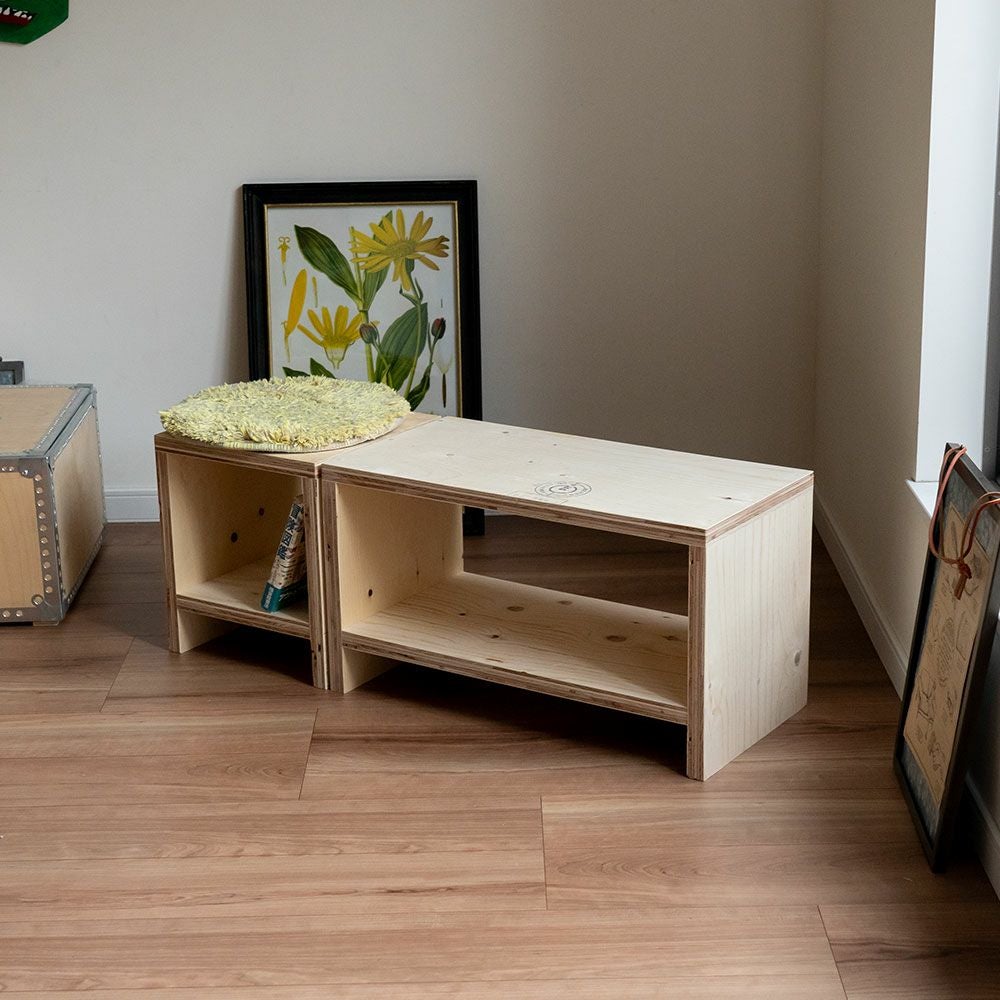 図工室のイス600スツールstoolベンチ木製収納椅子工作雑誌収納踏み台オリジナルイエノLaboイエノラボ