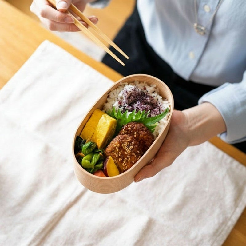 わっぱ弁当ワッパMサイズ国産曲げわっぱ小判型弁当箱ランチボックス日本製鳥取智頭白木仕上げ