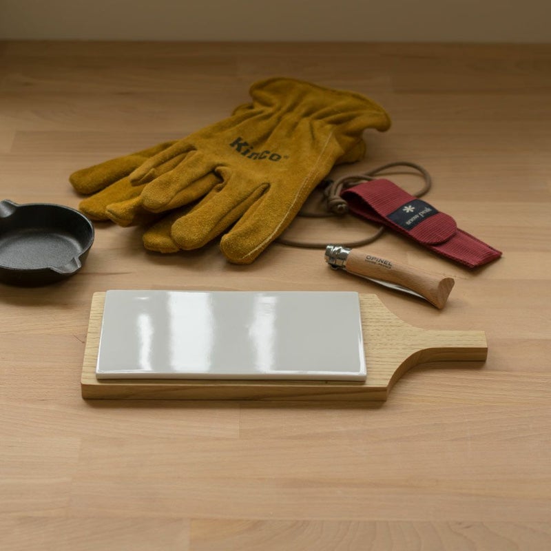 木のプレート陶板付イブキクラフトカッテイングボードトレイトレー栗木製国産日本製ネコポス送料無料