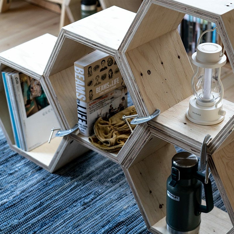 ハニカムシェルフBOX大Lサイズ2個セットヘキサ6角形収納ディスプレイ什器シェルフボックスBOX本立て木製合板