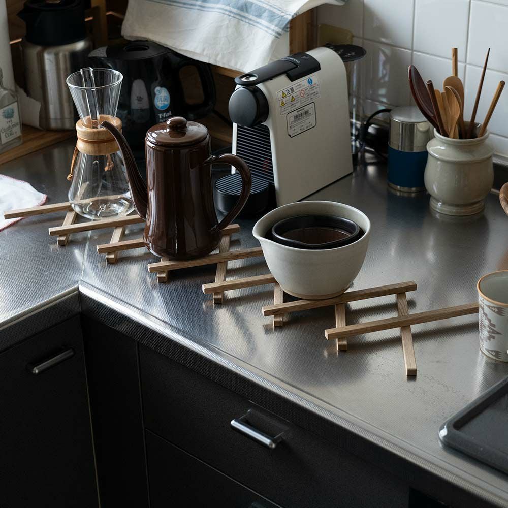 鍋敷き日本製オリジナルシリーズ木製ウッドおしゃれFlexPotStandポットスタンド敷物伸縮なべしきコースターサステナブル