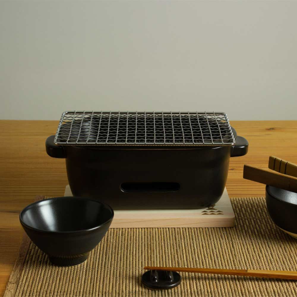 かもしか道具店陶の炭火コンロ角日本製耐熱陶器調理器具コンパクト