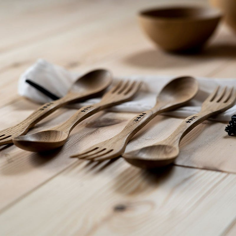 ウッデンキャンプスポークWOODENCAMPSPORK4Pセット&NUTアウトドアスプーンフォークカトラリー