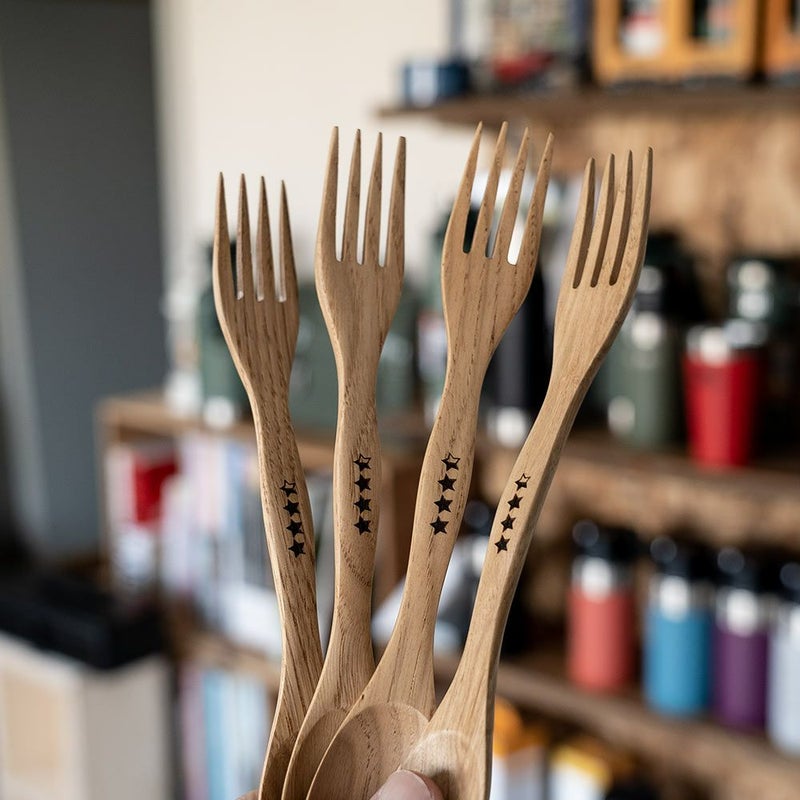 ウッデンキャンプスポークWOODENCAMPSPORK4Pセット&NUTアウトドアスプーンフォークカトラリー