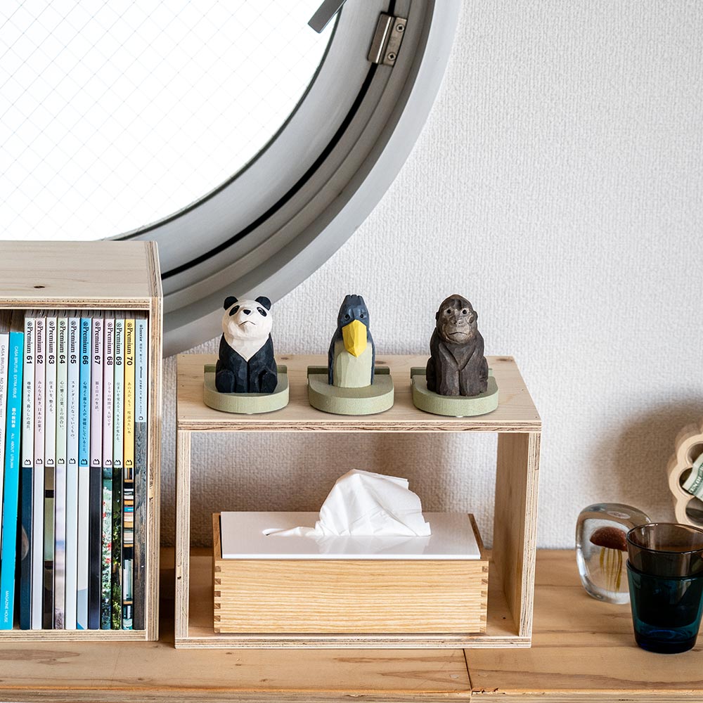 キシマFikaフィーカスマホスタンド動物木彫り木製卓上デスク雑貨ギフト