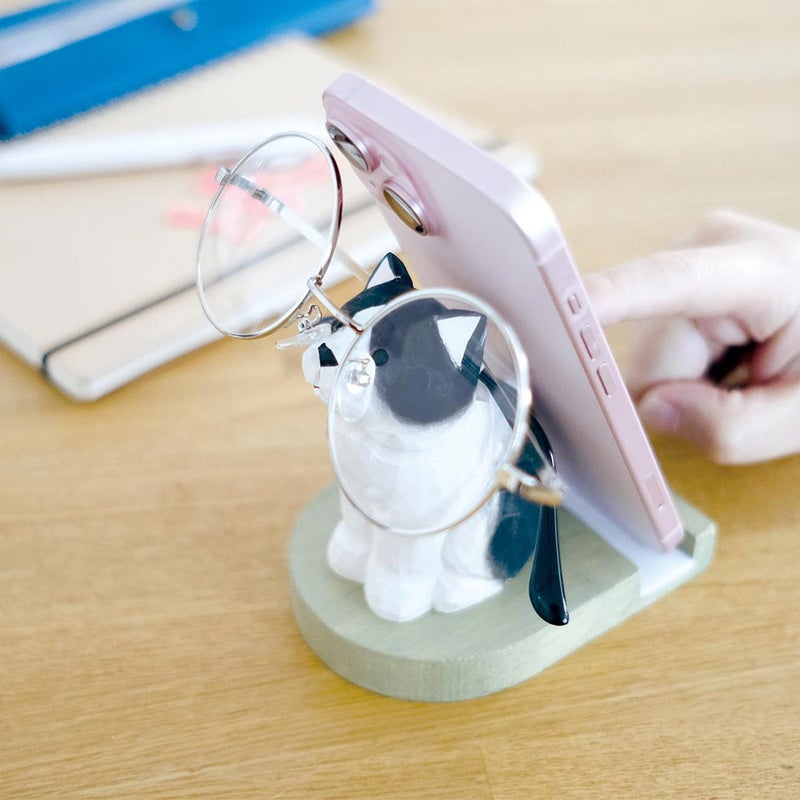 キシマFikaフィーカスマホスタンド動物木彫り木製卓上デスク雑貨ギフト