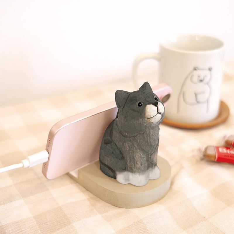 キシマFikaフィーカスマホスタンド動物木彫り木製卓上デスク雑貨ギフト