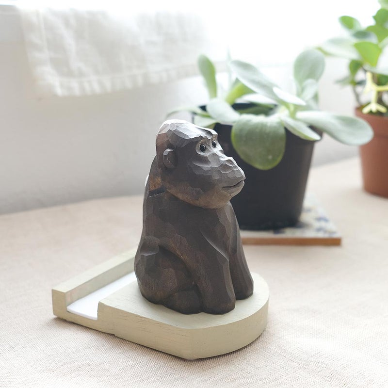 キシマFikaフィーカスマホスタンド動物木彫り木製卓上デスク雑貨ギフト